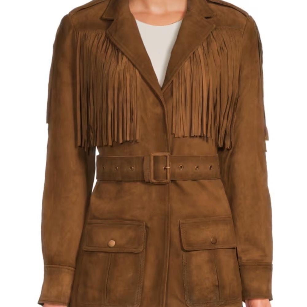 NWT Walter Baker Fringe Belted Suede Jacket